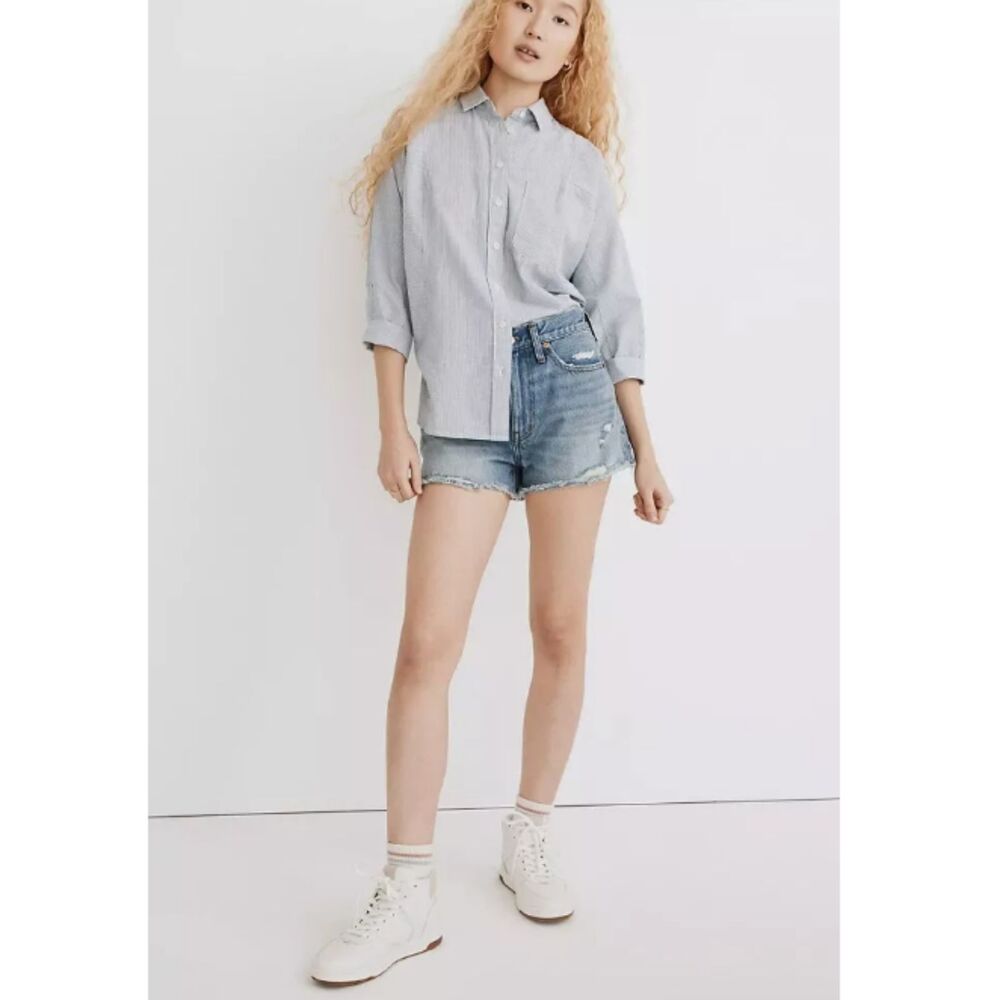 Madewell Women's Size 25 Blue Cut-Off Shorts Distressed Relaxed Denim NWT
